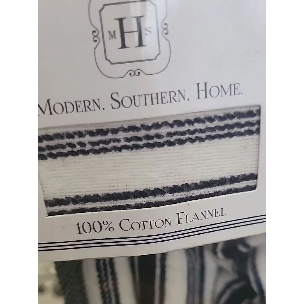 Modern Southern Home Blue Stripe Flannel Twin Sheet Set